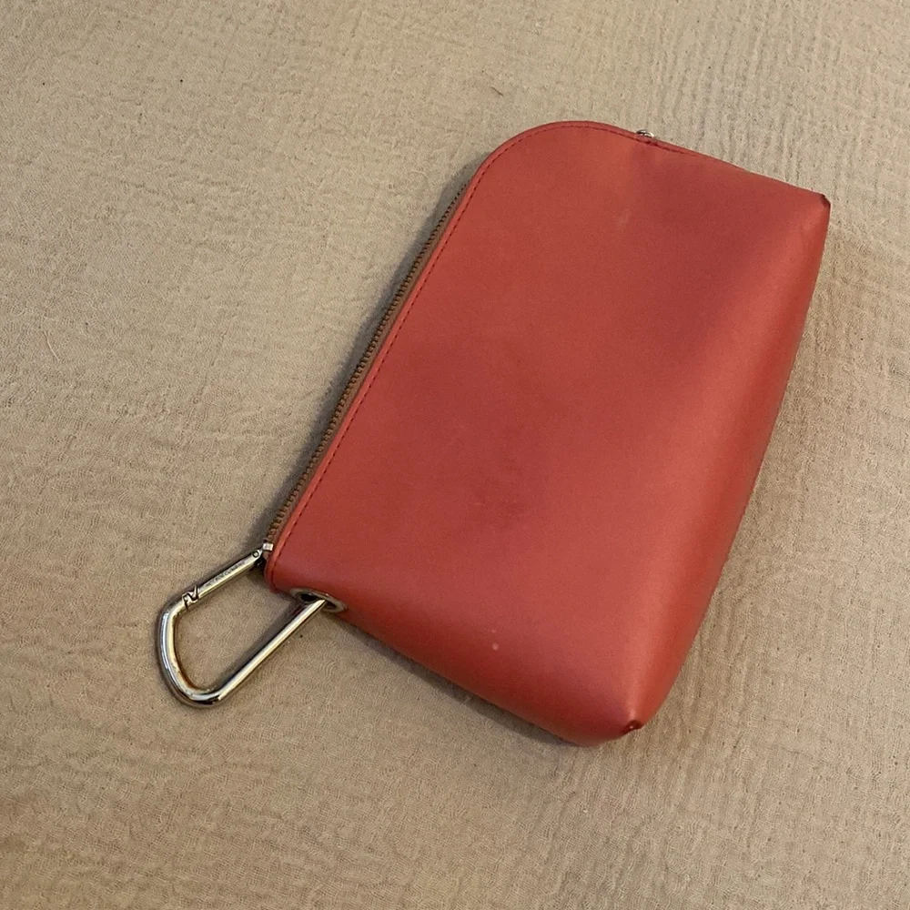 Lululemon Leather Small Zip Pouch in Coral